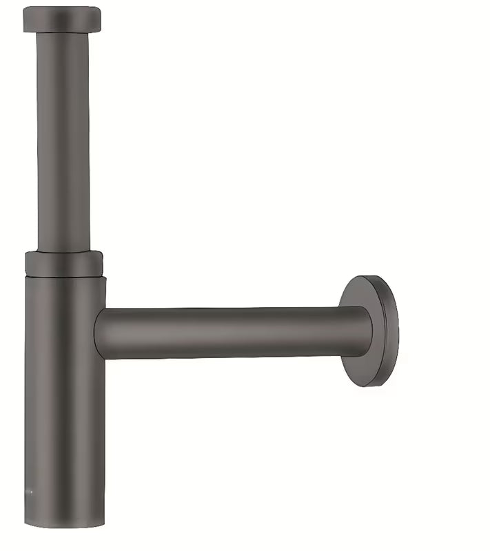 Praustuvo sifonas hansgrohe Flowstar S, šlifuoto juodo chromo, stačiakampio dizaino.