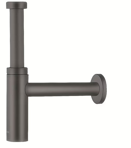 Praustuvo sifonas hansgrohe Flowstar S, šlifuoto juodo chromo, stačiakampio dizaino.