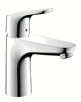 Chromuotas praustuvo maišytuvas Hansgrohe Focus 100 su svirtiniu valdymu ir traukiamuoju dugno vožtuvu