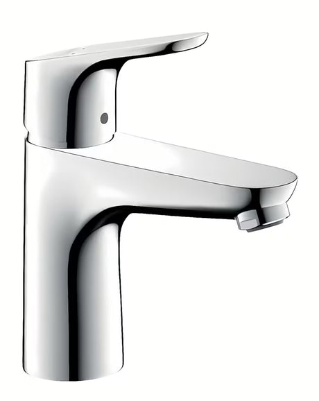 Chromuotas praustuvo maišytuvas Hansgrohe Focus 100 su svirtiniu valdymu ir traukiamuoju dugno vožtuvu