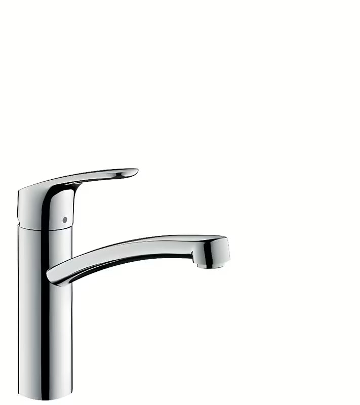 Hansgrohe Focus chromo spalvos svirtinis stovintis virtuvinis maišytuvas su pasukamu snapu