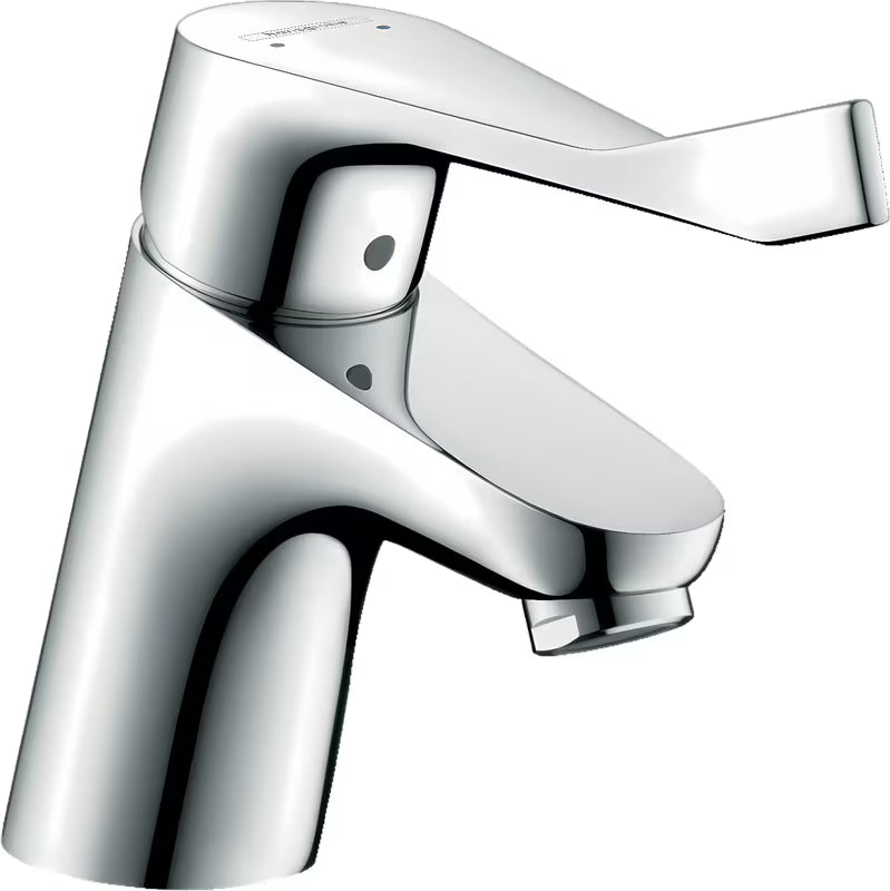 Chromo spalvos svirtinis praustuvo maišytuvas Hansgrohe Focus su praustuvo dugno vožtuvas su laminarine srove
