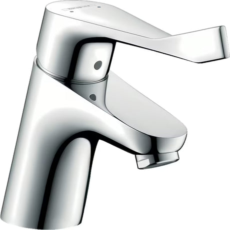 Chromo spalvos svirtinis praustuvo maišytuvas Hansgrohe Focus su praustuvo dugno vožtuvas su laminarine srove