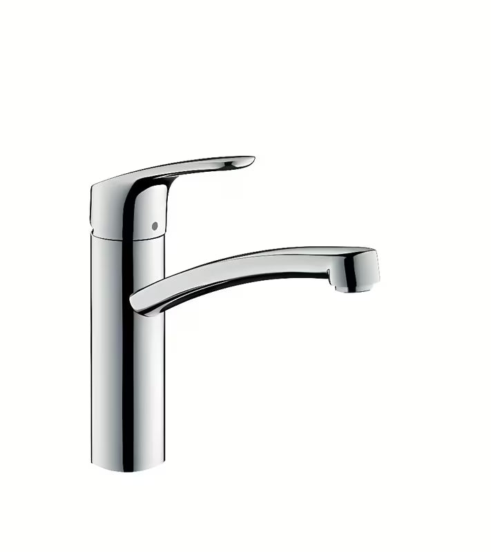 Chromuotas svirtinis virtuvinis maišytuvas Hansgrohe Focus M41 su 360° pasukamu snapu