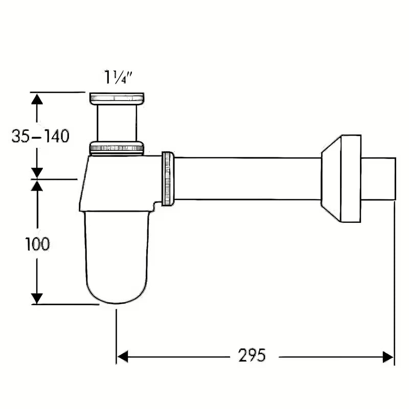 Chromo spalvos praustuvo butelinis sifonas Hansgrohe, lengvai montuojamas