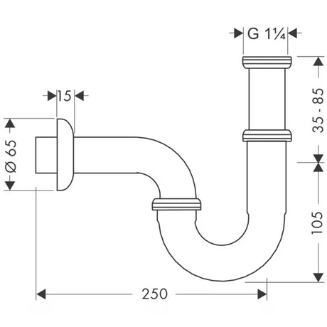 Praustuvo sifonas Hansgrohe, chrome apdaila, pro prijungimas praustuvai