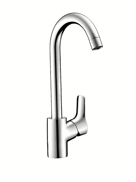 Chromo spalvos stovintis virtuvinis maišytuvas Hansgrohe HG248 su pasukamu snapu ir svirtiniu valdymu