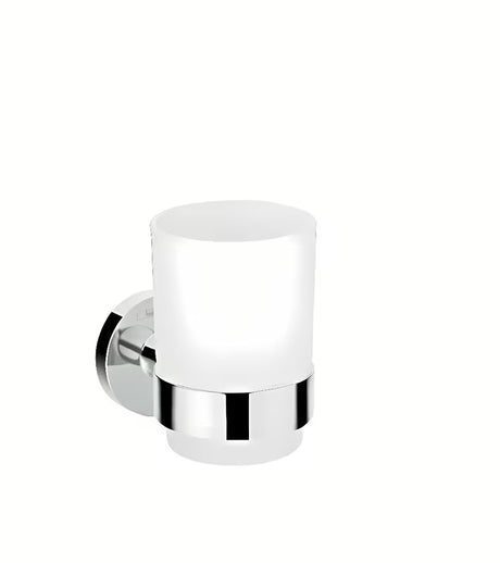 Hansgrohe Logis chromuotas šepetėlių laikiklis su stikline talpa pro montuojamas ant sienos