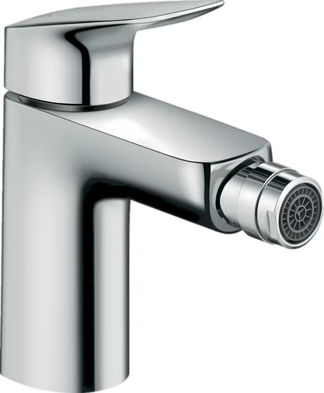 Chromuotas svirtinis bidė maišytuvas hansgrohe Logis 100 su praustuvo dugno vožtuvas ir SoftCube dizainu.