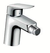 Chrominis svirtinis bidė maišytuvas Hansgrohe Logis su praustuvo dugno vožtuvas ir aeratoriumi su rutuliniu šarnyru