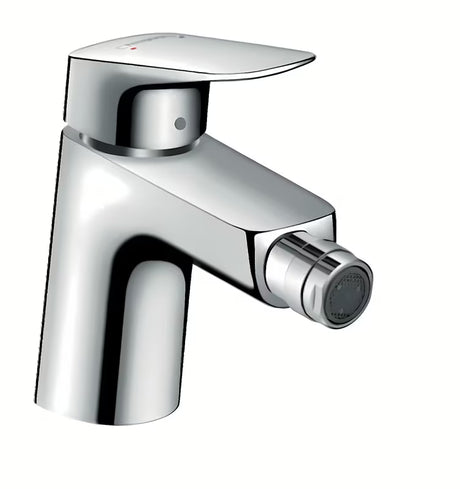 Chrominis svirtinis bidė maišytuvas Hansgrohe Logis su praustuvo dugno vožtuvas ir aeratoriumi su rutuliniu šarnyru