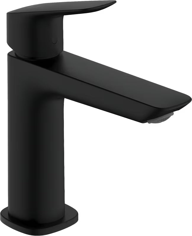 Hansgrohe Logis svirtinis praustuvo maišytuvas matinės juodos spalvos be praustuvo dugno vožtuvas