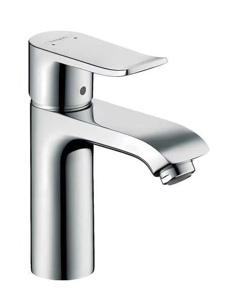 Chrominis svirtinis praustuvo maišytuvas hansgrohe Metris 110 su praustuvo dugno vožtuvas su EcoSmart technologija