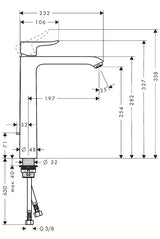 Aukšta svirtinis praustuvo maišytuvas Hansgrohe Metris, chromo spalvos, su praustuvo dugno vožtuvas, su EcoSmart ir QuickClean technologijomis.
