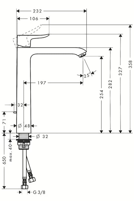 Aukšta svirtinis praustuvo maišytuvas Hansgrohe Metris, chromo spalvos, su praustuvo dugno vožtuvas, su EcoSmart ir QuickClean technologijomis.