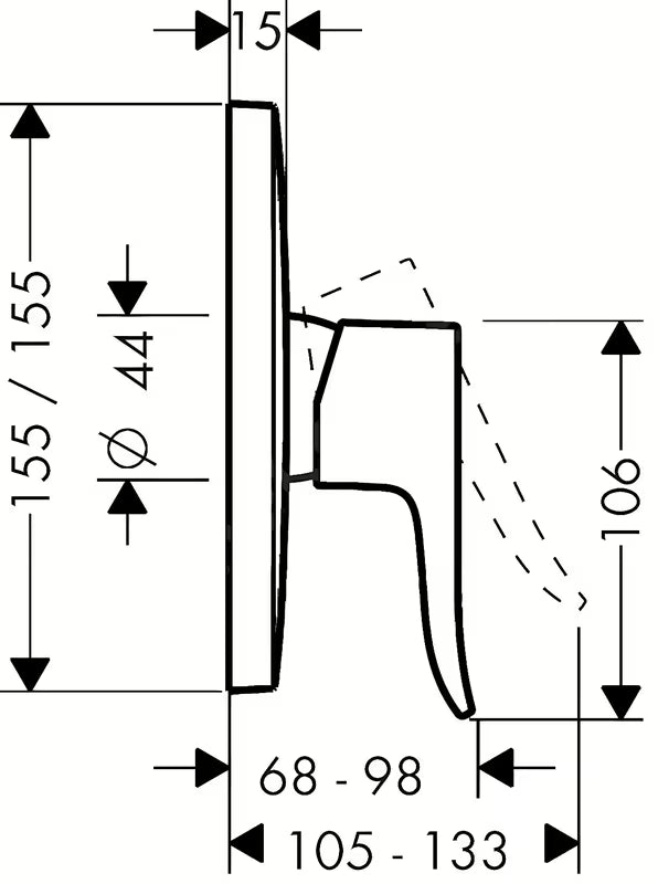 Potinkinė svirtinis dušo maišytuvas Hansgrohe Metris, chromo spalvos