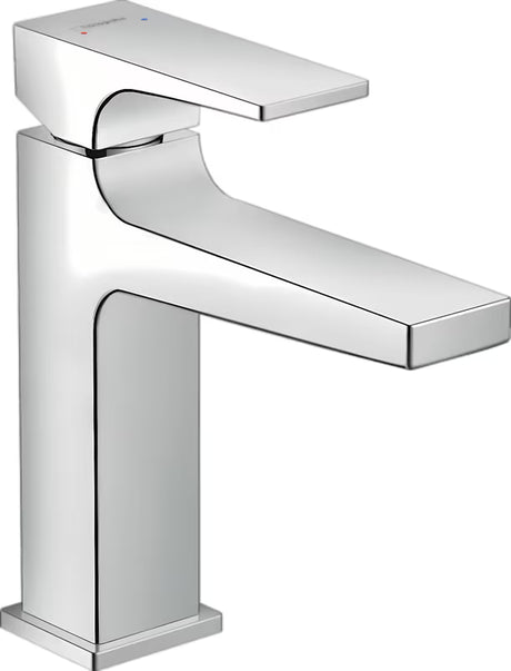 Chrominis svirtinis praustuvo maišytuvas Hansgrohe Metropol su praustuvo dugno vožtuvas ir kampuoto dizaino
