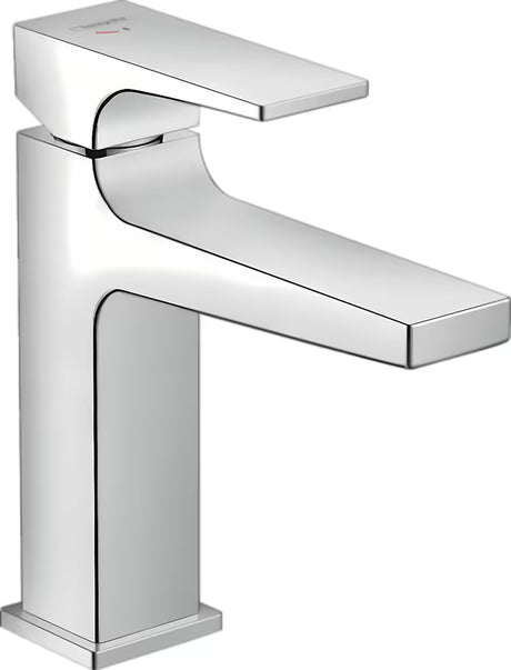 Chrominis svirtinis praustuvo maišytuvas hansgrohe Metropol 110 CoolStart su push-open dugno vožtuvu