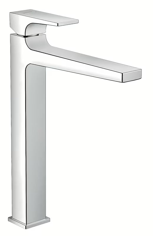 Aukšta svirtinis praustuvo maišytuvas Hansgrohe Metropol chromo spalvos, su pasukamu snapu ir push-open dugno vožtuvu.