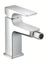 Chromuotas svirtinis bidė maišytuvas Hansgrohe Metropol su push-open nuotako komplektu ir AirPower aeratoriumi.