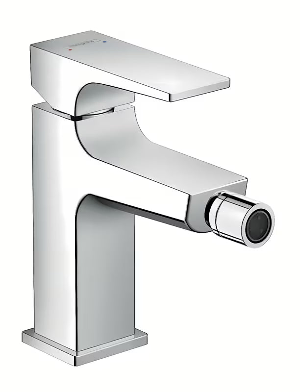 Chromuotas svirtinis bidė maišytuvas Hansgrohe Metropol su push-open nuotako komplektu ir AirPower aeratoriumi.