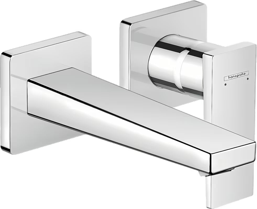 Chromuotas potinkinė praustuvo maišytuvas hansgrohe Metropol pro montuojamas ant sienos, su svirtiniu valdymu