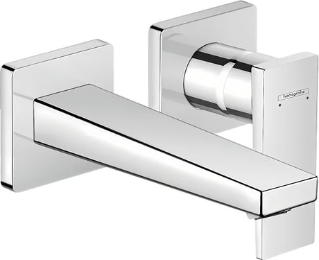 Chromuotas potinkinė praustuvo maišytuvas hansgrohe Metropol pro montuojamas ant sienos, su svirtiniu valdymu