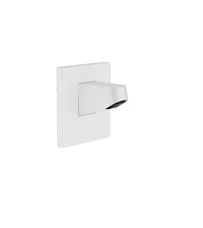 Sieninis dušo galvos alkūnė hansgrohe Pulsify matinės baltos spalvos, ilgis 8 cm, su kvadratiniu dangteliu