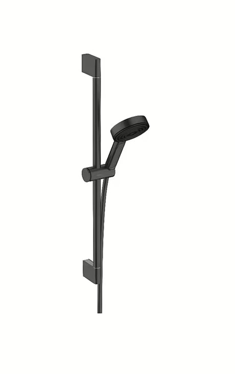 Hansgrohe Pulsify Select dušo komplektas matinės juodos spalvos su rankiniu dušu ir dušo stovu