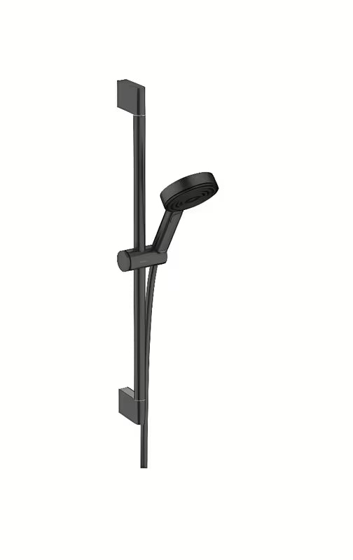 Hansgrohe Pulsify Select dušo komplektas matinės juodos spalvos su rankiniu dušu ir dušo stovu