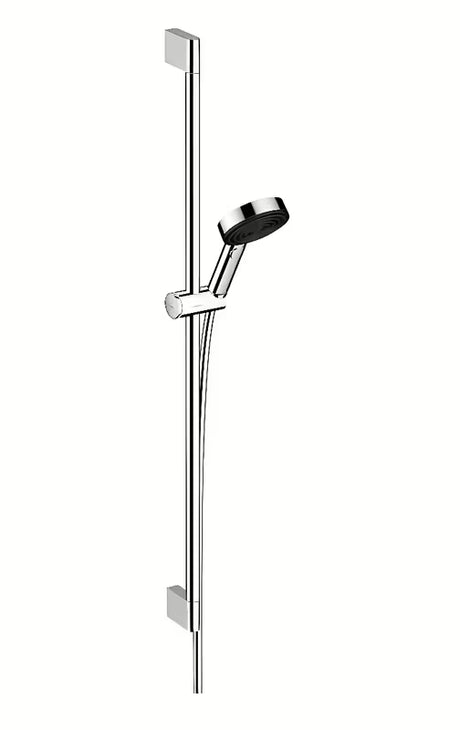 Hansgrohe Pulsify Select dušo komplektas chromo spalvos su rankine dušo galvute ir dušo stovu