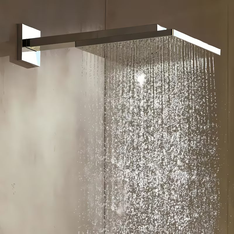 Viršutinis dušas Hansgrohe Raindance E 300 su dušo laikikliu, chromo spalvos, kvadratinė dušo galva 300 × 300 mm