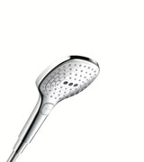Chromo spalvos rankinė dušo galvutė Hansgrohe Raindance Select E 120 su 3 srovėmis ir Select mygtuku
