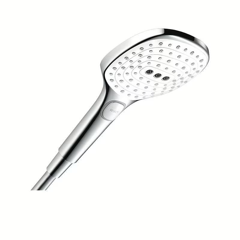 Rankinis dušo galvutė Hansgrohe Raindance Select E, balta / chromo spalvos, su mygtuku Select