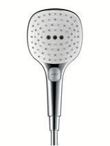 Rankinis dušo galvutė Hansgrohe Raindance Select E, balta / chromo spalvos, su mygtuku Select