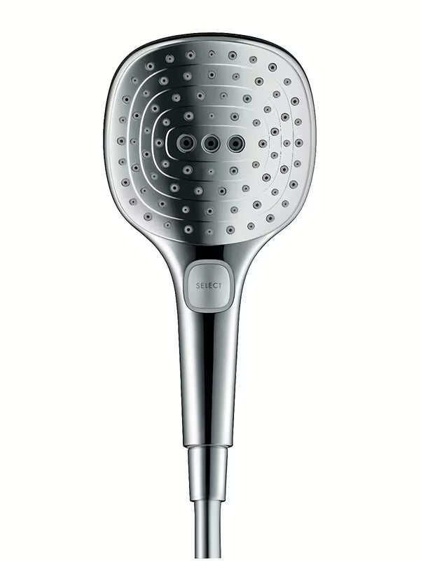 Rankinis dušo galvutė Hansgrohe Raindance Select E baltos / chromo spalvos su mygtuku Select