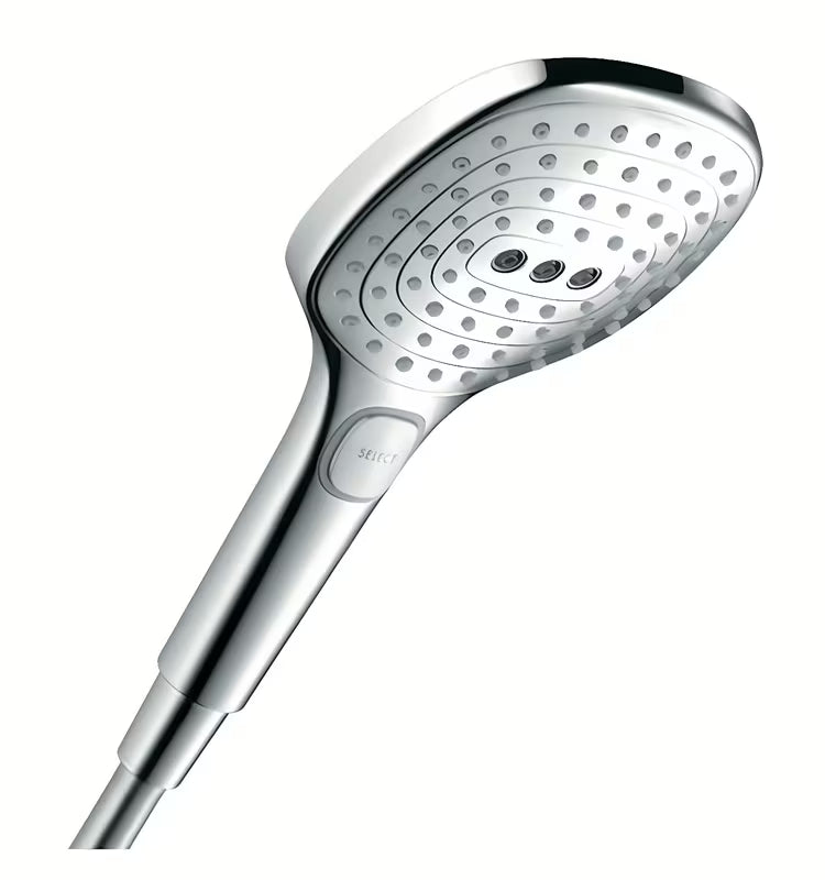 Chromuotas rankinis dušas Hansgrohe Raindance Select E, 120 mm skersmens, su Select mygtuku