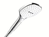 Rankinis dušas Hansgrohe Raindance Select E baltos / chromo spalvos su mygtuku Select, su 3 srovėmis