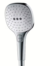 Rankinis dušas Hansgrohe Raindance Select E baltos / chromo spalvos su mygtuku Select, su 3 srovėmis