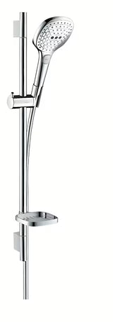 Hansgrohe Raindance Select E dušo komplektas chromo spalvos, su rankiniu dušu, stovu, žarna ir muiline.