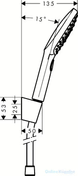 Hansgrohe Raindance Select E vonios maišytuvas chromo spalvos su 120 mm rankiniu dušeliu, laikikliu ir 1,60 m žarna