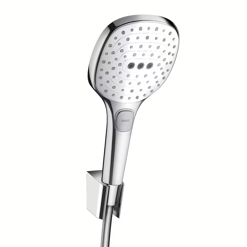 Hansgrohe Raindance Select E vonios dušo komplektas baltos/chromo spalvos su rankiniu dušeliu 120 mm ir 1,60 m žarna