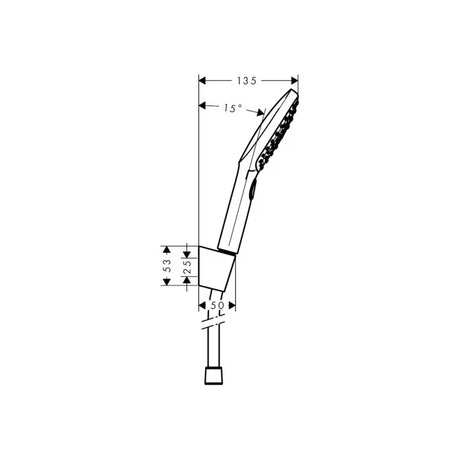 Hansgrohe Raindance Select E vonios dušo komplektas baltos/chromo spalvos su rankiniu dušeliu 120 mm ir 1,60 m žarna