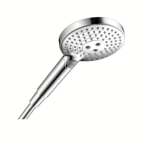 Chromuotas rankinis dušelis Hansgrohe Raindance Select S 120 su mygtuku Select su 3 srovės tipais