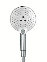 Chromuotas rankinis dušelis Hansgrohe Raindance Select S 120 su mygtuku Select su 3 srovės tipais