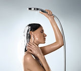 Chromuota rankinė dušo galvutė Hansgrohe Raindance Select S 120 su mygtuku Select su trimis srovės tipais