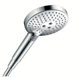 Chromuotas rankinis dušas Hansgrohe Raindance Select S 120 EcoSmart su mygtuku Select, su 3 srovėmis