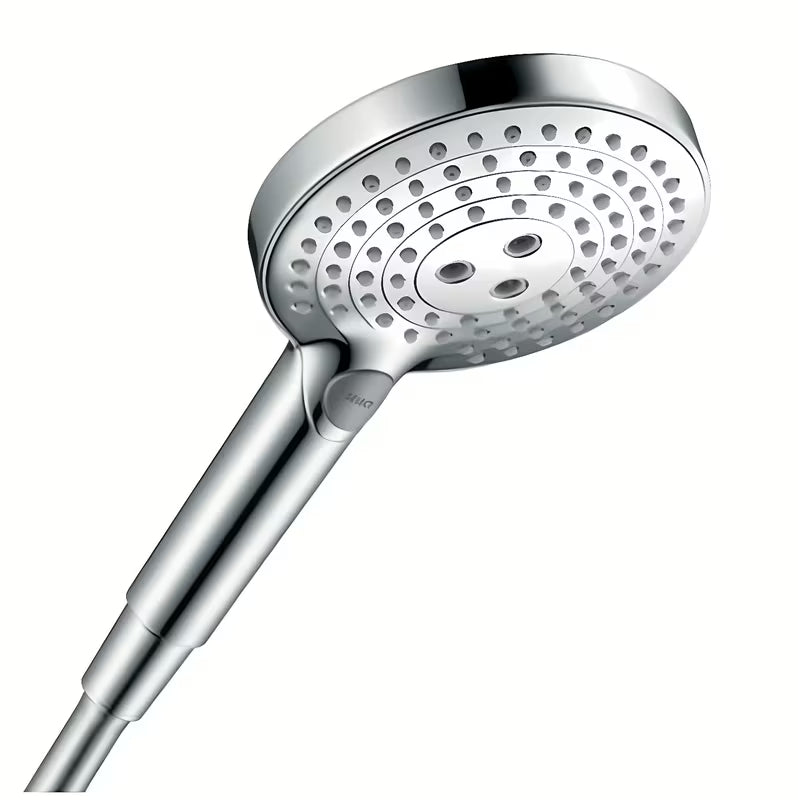 Chromuotas rankinis dušas Hansgrohe Raindance Select S 120 EcoSmart su mygtuku Select, su 3 srovėmis