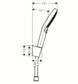 Chromo spalvos vonios dušo komplektas Hansgrohe Raindance Select S su rankiniu dušeliu 125 mm, laikikliu ir 1,60 m žarna.