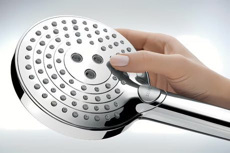 Hansgrohe Raindance Select S dušo sistema su termostatiniu maišytuvu chromo spalvos su viršutiniu ir rankiniu dušu